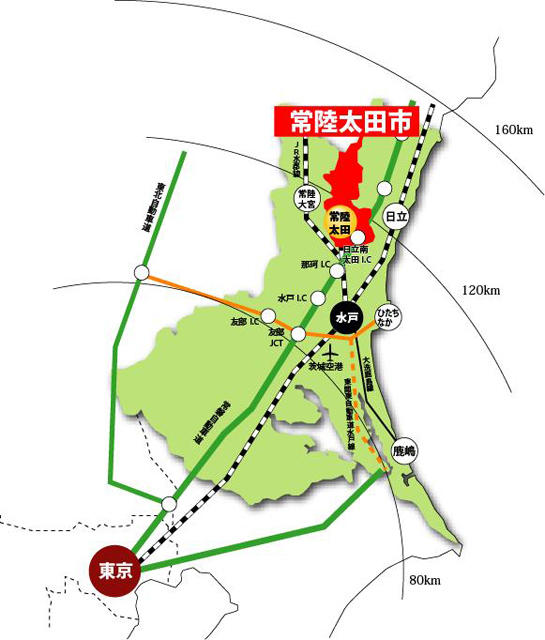 常陸太田市の位置図